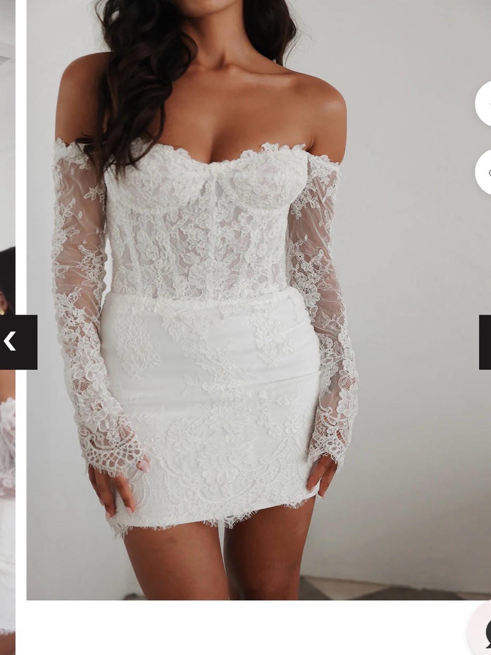 Elegant Off-Shoulder Lace Mini Dress in White